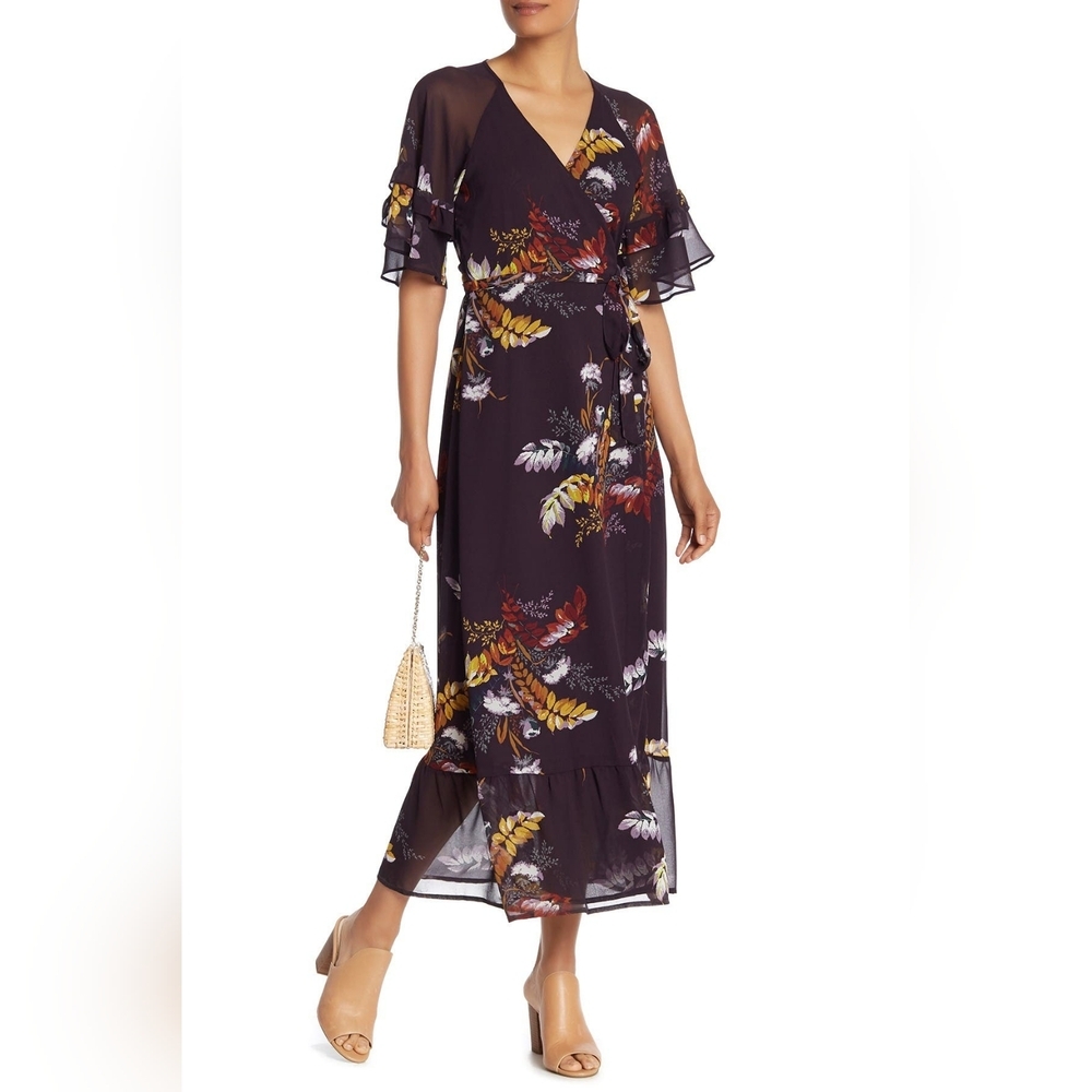 Madewell Vervain Ruffle Sleeve Wrap Maxi Dress Size XS